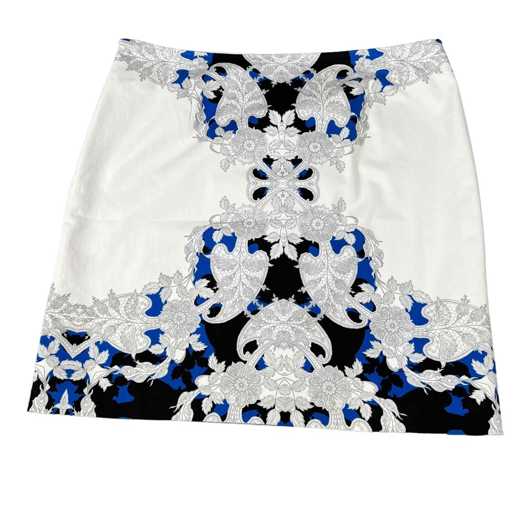 Worthington Womens Blue White Floral Patterned A-line Skirt Size 16W - Picture 6 of 9